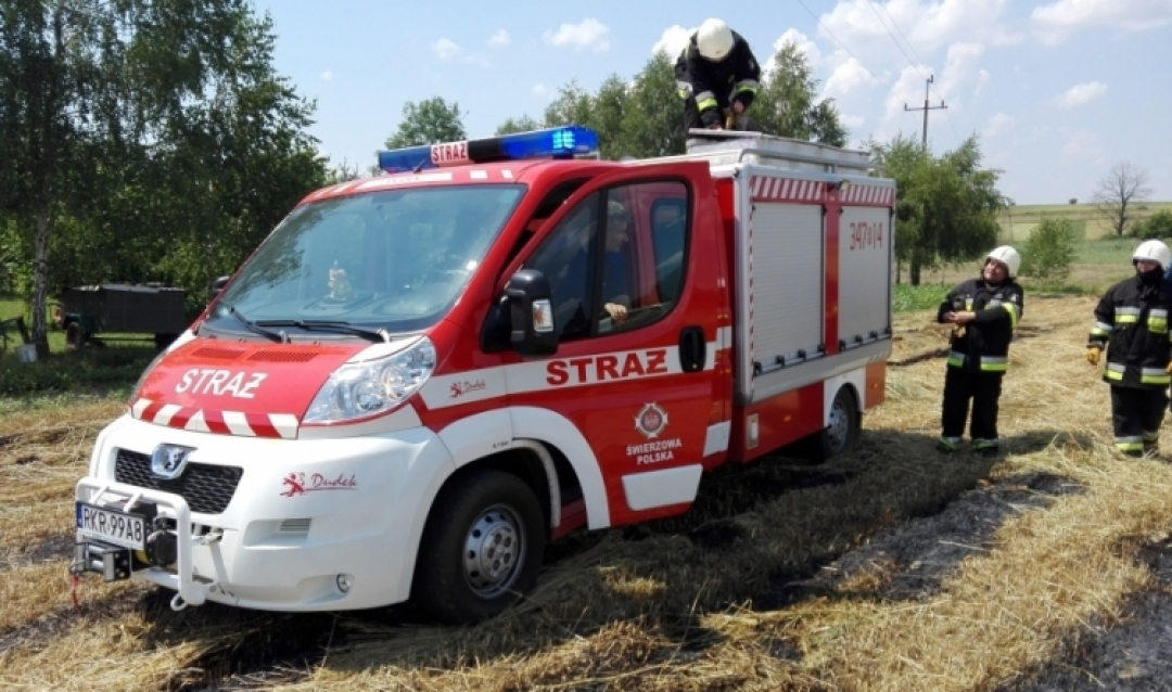 Pożar skoszonej trawy przy Nadłąkowej