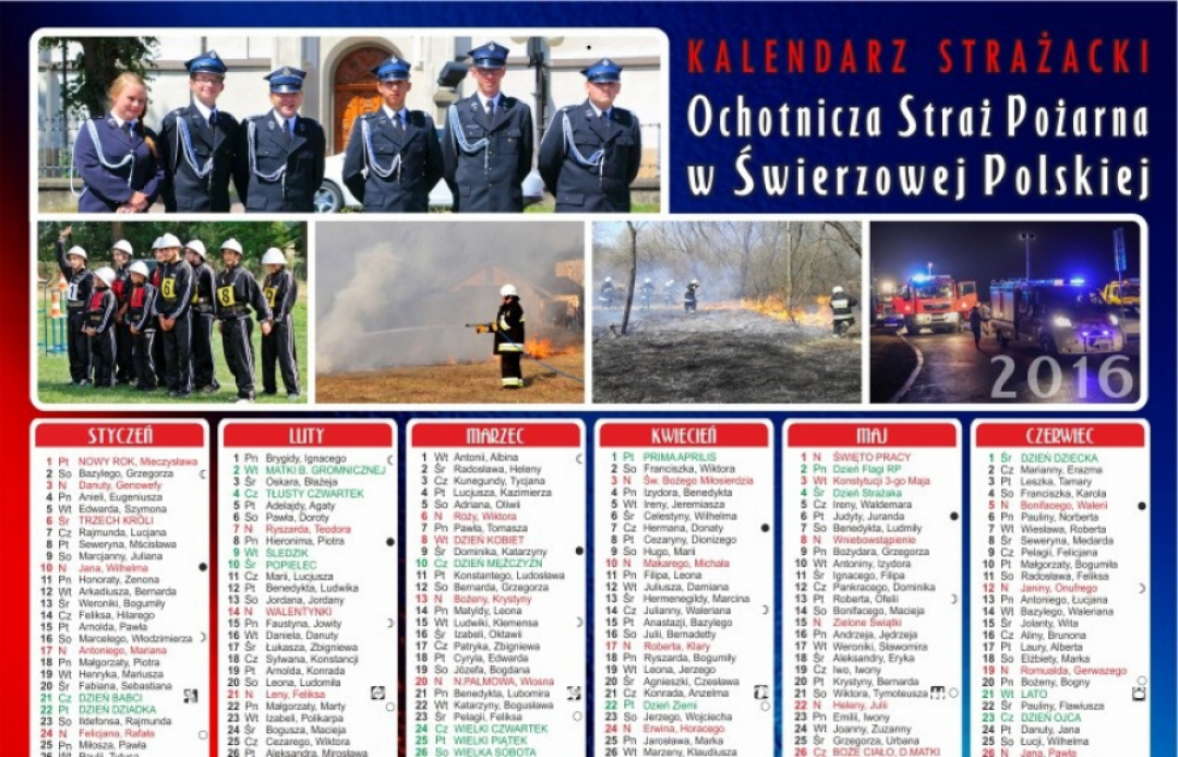 Kalendarz OSP Świerzowa Polska na 2016 rok już jest!
